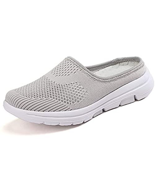BIFINI Womens Backless Sneakers Mesh Slip-on Mule Shoes Breathable Slippers