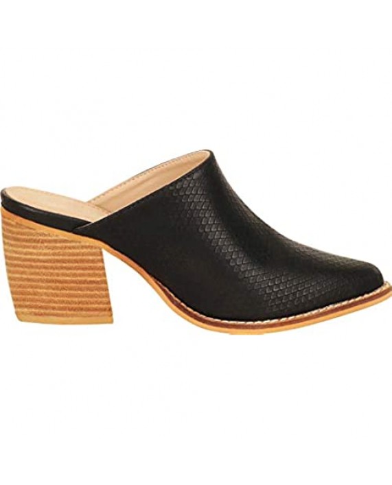 Cambridge Select Women's Slip-On Pointed Toe Stacked Chunky Block Heel Mule