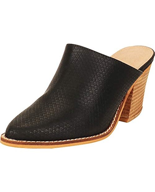 Cambridge Select Women's Slip-On Pointed Toe Stacked Chunky Block Heel Mule