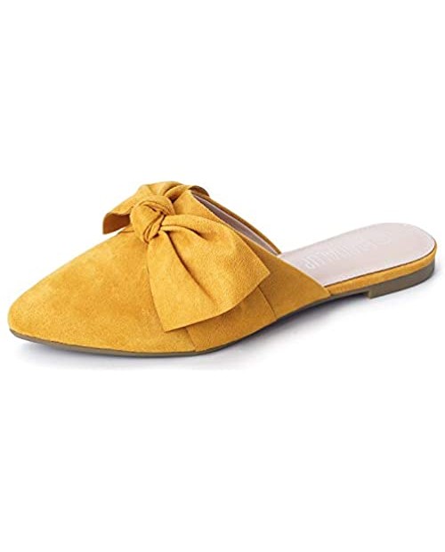 SANDALUP Mules Women Shoes w Pointed Toe and Elegant Bowknot