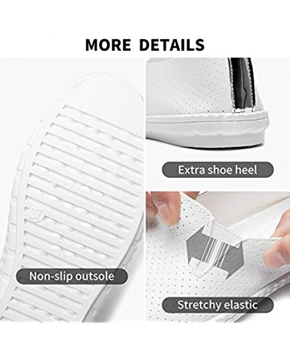 AOMAIS Women's Leather Casual Shoes Slip on Sneakers White Tennis Shoes Slip on Flats Loafers
