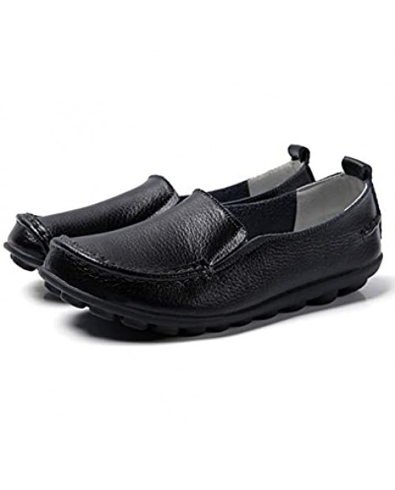 FUDYNMALC Loafers for Women Comfortable Slip On Dress Shoes Casual Leather Walking Flats Outdoor Driving Shoes