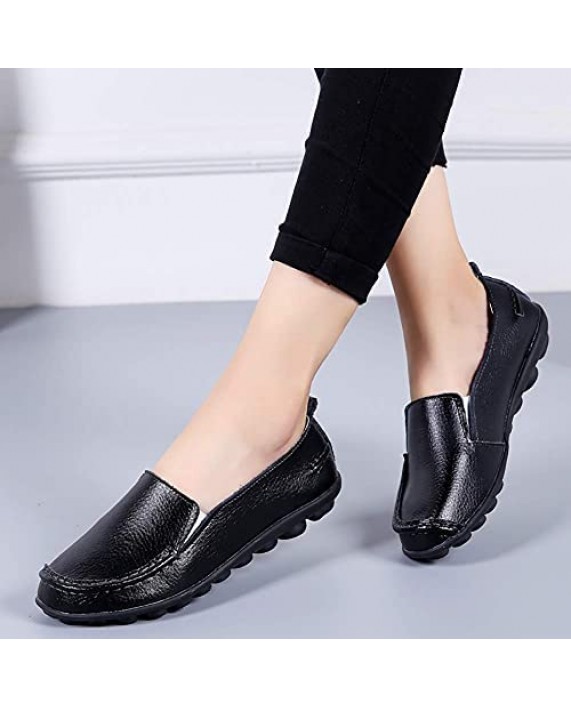 Harence Shoes for Women Casual Slip On Driving Loafers Comfortable Leather Outdoor Walking Flat Shoes