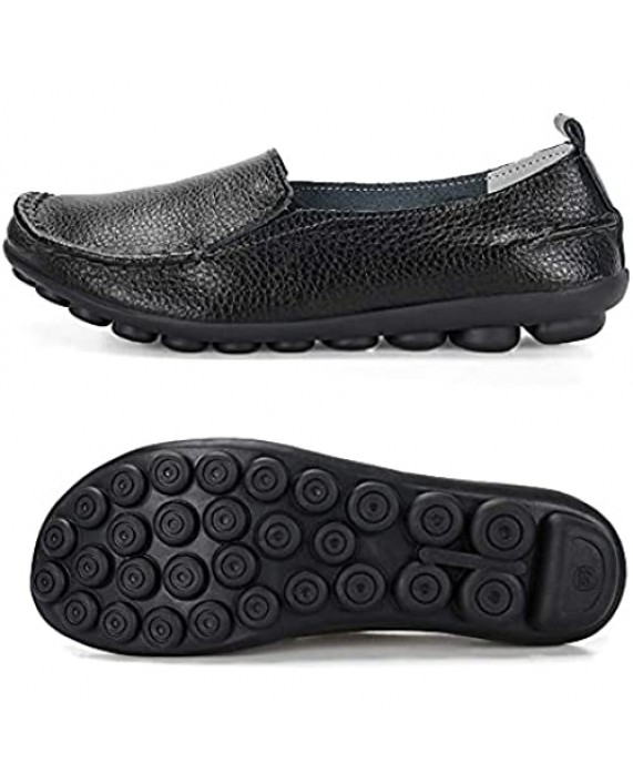 Harence Shoes for Women Casual Slip On Driving Loafers Comfortable Leather Outdoor Walking Flat Shoes
