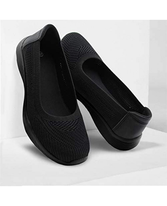 JABASIC Women Slip On Knit Loafers Comfortable Walking Flat Shoes