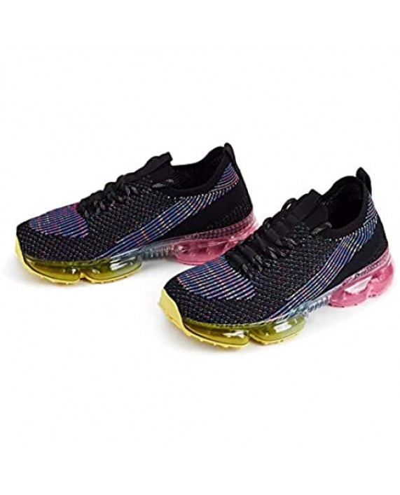 LUCKY STEP Air Cushion Running Tennis Shoes Lightweight Fashion Breathable Knit Casual Walking Sneakers Athletic Training Sport Gym Jogging for Womens.