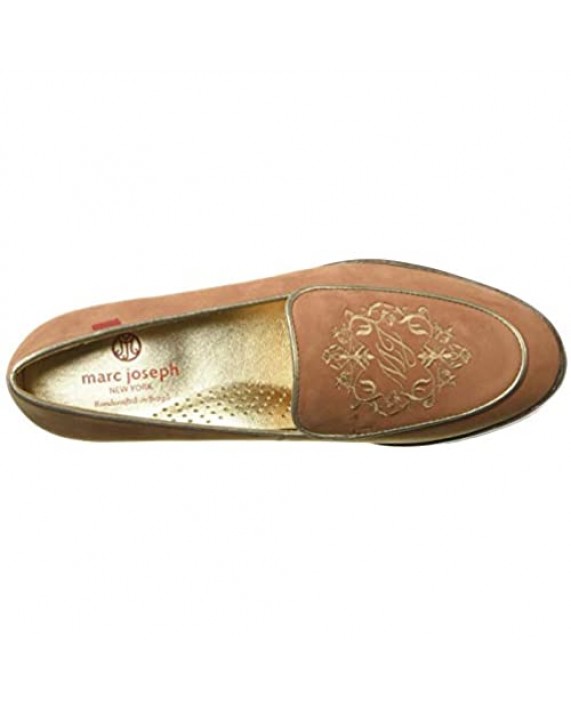 MARC JOSEPH NEW YORK Women's Leather Smoking Loafer with Embroidery Detail