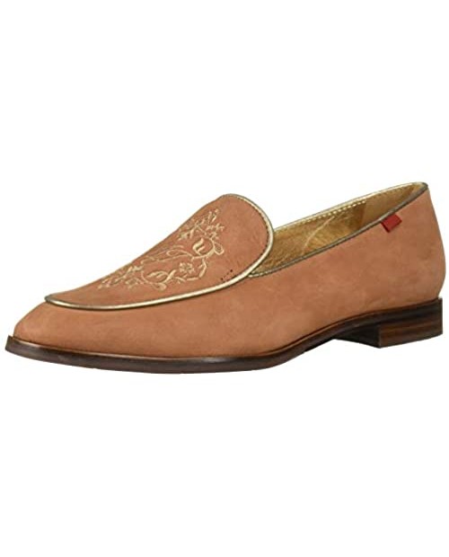 MARC JOSEPH NEW YORK Women's Leather Smoking Loafer with Embroidery Detail