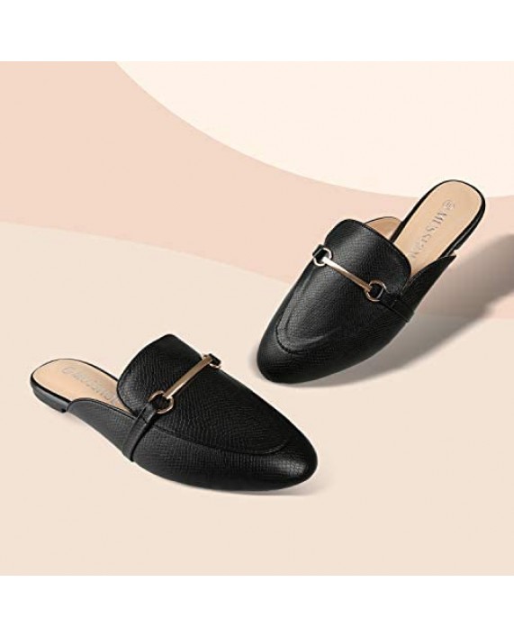 MUSSHOE Mules for Women Slip on Flats Loafers Pointed Tose Womens Mules Flat Loafers Shoes for Women Womens Mules
