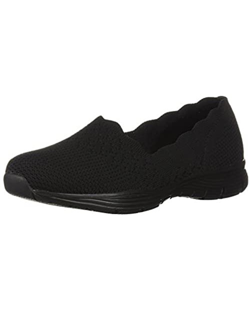 Skechers Women's Seager-Stat-Scalloped Collar Engineered Skech-Knit Slip-on-Classic Fit Loafer