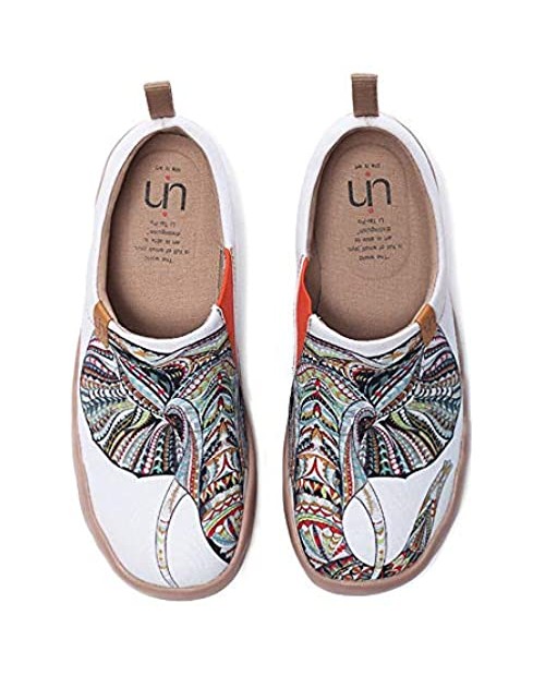 UIN Women's Slip Ons Canvas Lightweight Flats Sneakers Walking Casual Art Painted Travel Shoes Cute Animal Warm Heart