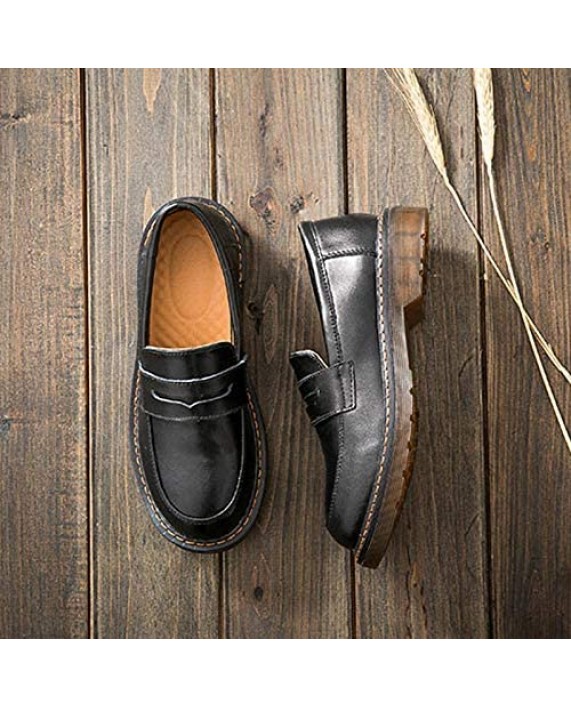 Women's Casual Genuine Leather Penny Loafers Driving Moccasins Slip-On Boat Flats Shoes