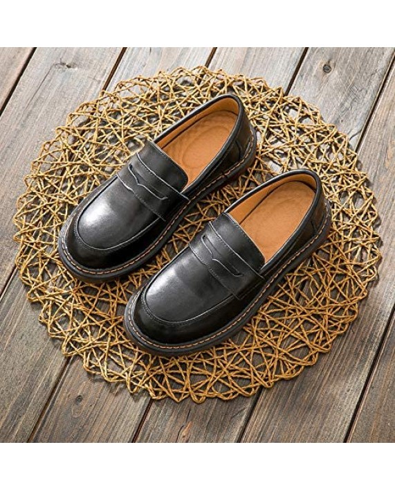 Women's Casual Genuine Leather Penny Loafers Driving Moccasins Slip-On Boat Flats Shoes