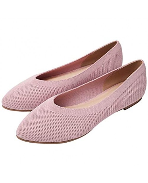 Ataiwee Women's Wide Width Flat Shoes - Pointy Toe Suede Cozy Anti-Skid Cute Slip-on Ballet Flats.