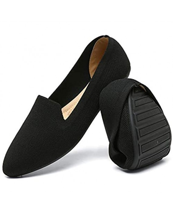 katliu Women's Knit Flat Shoes Comfortable Pointed Toe Ballet Flats Shoes Casual Slip On Flats