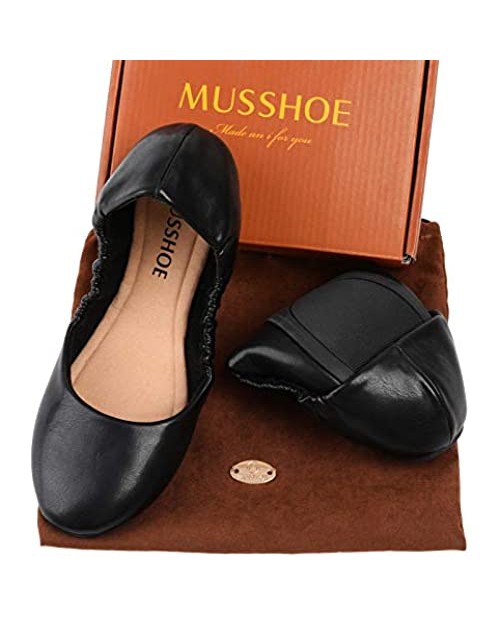 MUSSHOE Ballet Shoes for Women Elastic Flats Foldable Slip On Shoes Portable Travel Womens Flats