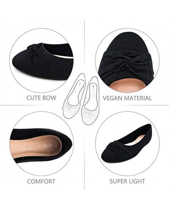 MUSSHOE Women's Slip-on Ballet Flat Shoes Comfy Ballerina Shoes for Ladies Black Jersey