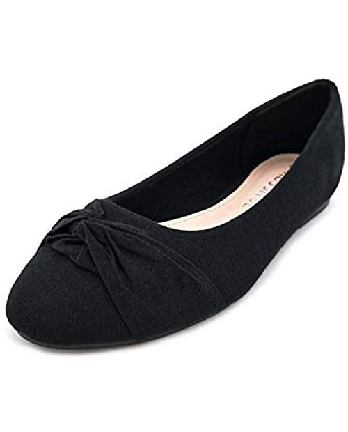 MUSSHOE Women's Slip-on Ballet Flat Shoes Comfy Ballerina Shoes for Ladies Black Jersey
