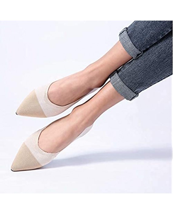 UNN Women Pointed Toe Ballet Flats Solid Knit Loafers Walking Shoes for Work Shopping Wedding