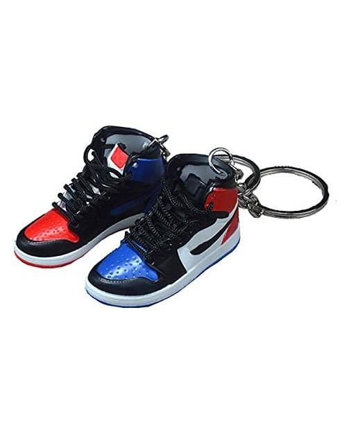 2PCS Cool Keychain for Men Boys Basketball Shoes Sneaker Fashion Retro Sports Collection 3D MINI【1:6】Scale Model with Box