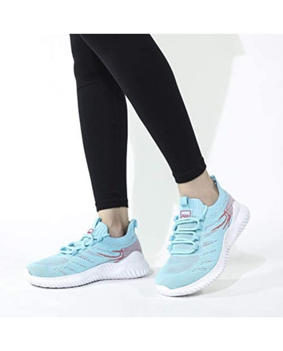 Akk Womens Athletic Walking Shoes - Memory Foam Lightweight Tennis Sports Shoes Gym Jogging Slip On Running Sneakers