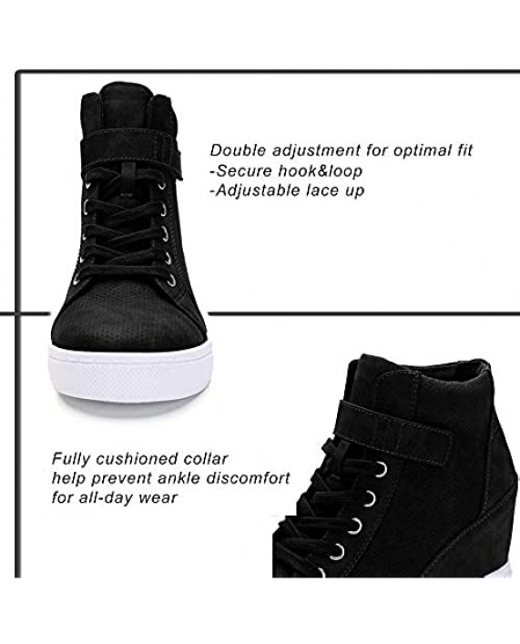 Athlefit Women's Lace Up Wedge Sneakers High Top Fashion Sneakers Ankle Booties