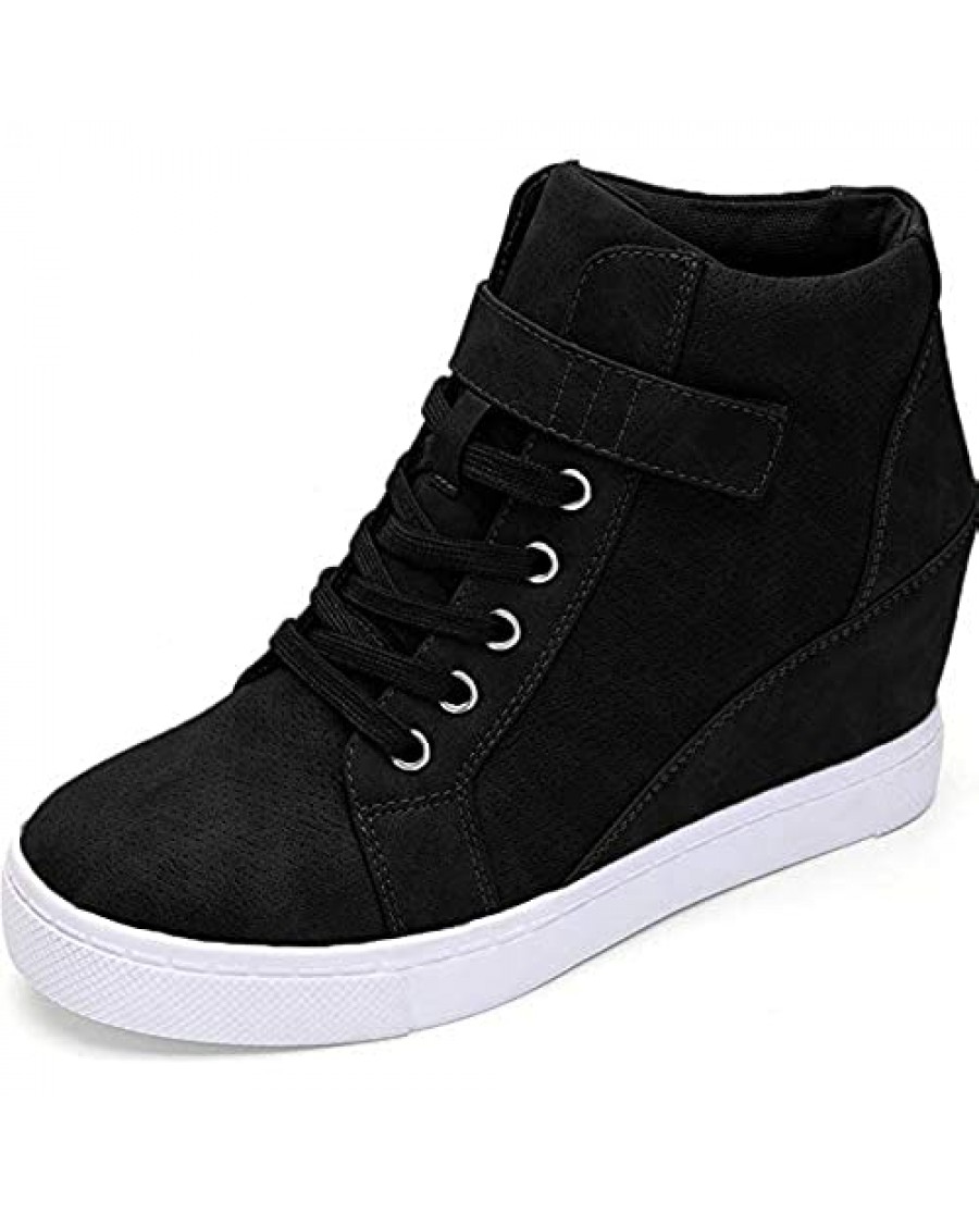Athlefit Women's Lace Up Wedge Sneakers High Top Fashion Sneakers Ankle ...