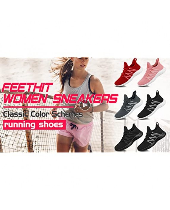 Feethit Womens Slip On Running Shoes Non Slip Walking Shoes Lightweight Gym Fashion Sneakers
