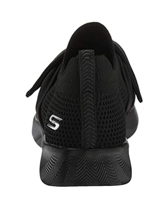 Skechers BOBS Women's Bobs Squad 2-Bow Overlay Slip on Engineered Knit Sneaker W Memory Foam