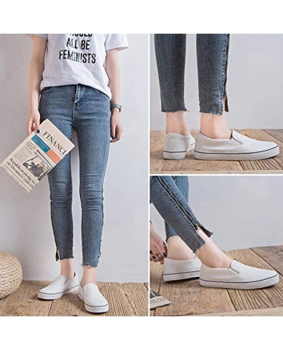 Women's Canvas Slip On Sneakers Fashion Flats Shoes White Canvas Shoes