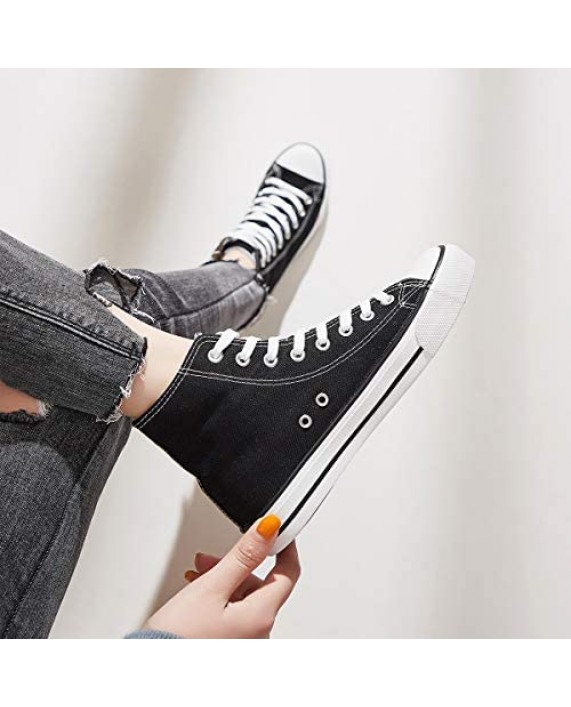 Womens High Top Canvas Sneakers Classic Canvas Shoes Casual Shoes for Walking…