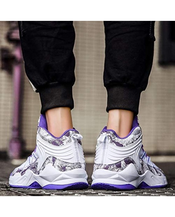 WELRUNG Unisex's High Top Lightweight Fly-Weaving Running Jogging Sneakers Sports Tennis Basketball Shoes
