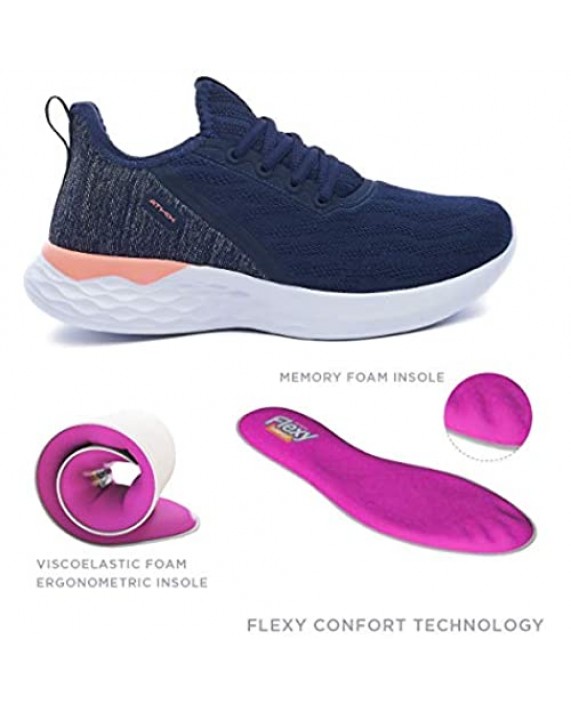 ATHIX Women's Running Shoes - Allure Flexy Sports Walking Tennis Comfortable Mesh Sneaker - Non Slip Sole