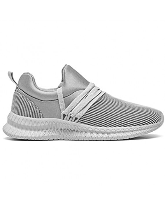 CAIQDM Womens Road Running Shoes Fashion Sneakers Tennis Walking Workout Casual Gym Athletic Comfortable Flats Grey