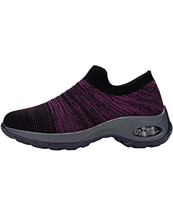 FENLERN Steel Toe Shoes for Women Lightweight Air Cushion Safety Sneakers Slip On Work Shoes Ladies Safety Toe Sock Sneaker Girls Walking Tennis Shoe