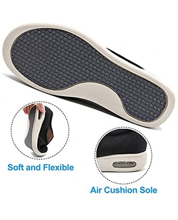 Mens Diabetic Edema Shoes Lightweight Walking Mesh Breathable Wide Sneakers Strap Adjustable Easy On and Off for Elderly Swollen Feet Plantar Fasciitis