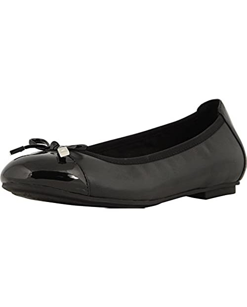 Vionic Women's Spark Minna Ballet Flat - Ladies Cap Toe Walking Flats with Concealed Orthotic Arch Support Black Black