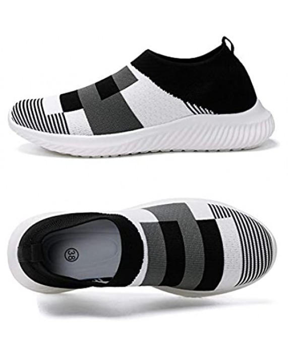 Women's Casual Color Block Walking Shoes Lightweight Breathable Mesh Athletic Running Shoes Fashion Slip-on Sock Sneakers Comfort Work