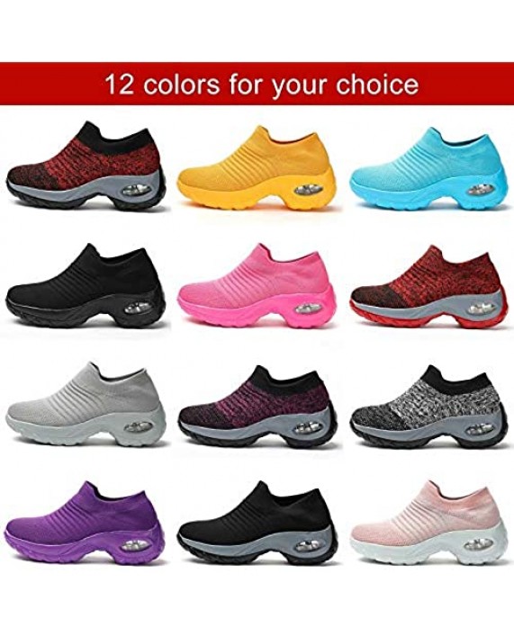 Womens Walking Shoes Sock Air Running Sneakers Wedge Platform Loafers Nurse Arch Support Ladies Clothes Shoes
