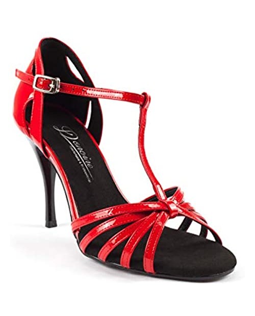 Dancine Alicia Lambskin Leather Hybrid Dress High Heels Ballroom Bachata Dance Shoes.Rubber Out Sole 3.3"/8.5cm