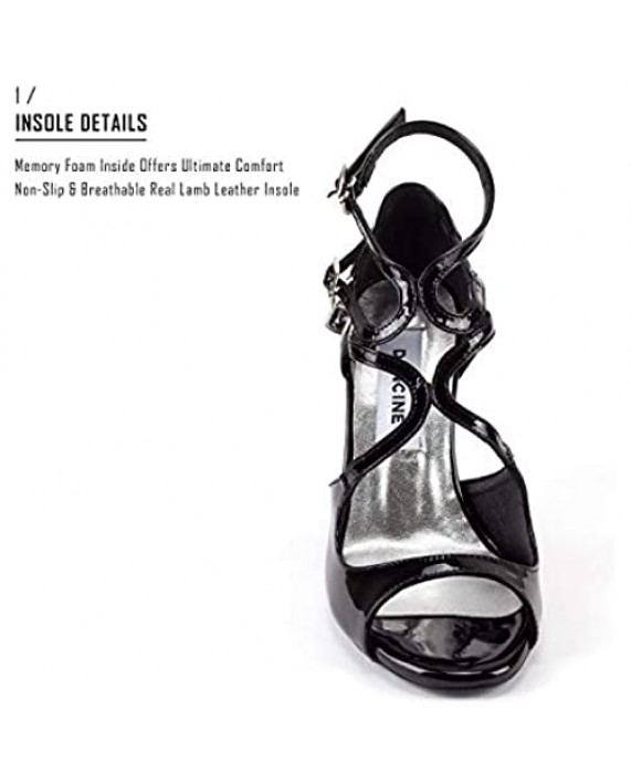 Dancine Charlotte Heeled Sandal Evening Dance Shoes Party Ballroom Dance Shoes Patent Real Lamb Leather 3.9¡±/10cm Heel.