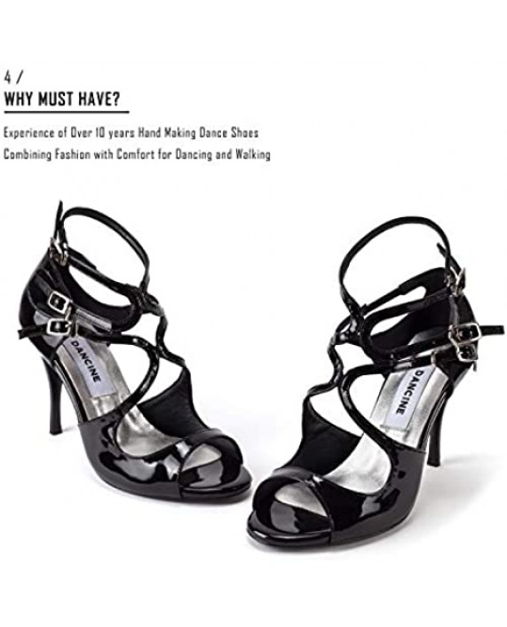 Dancine Charlotte Heeled Sandal Evening Dance Shoes Party Ballroom Dance Shoes Patent Real Lamb Leather 3.9¡±/10cm Heel.