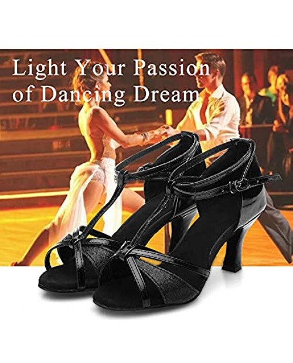 HROYL Women's Glitter Dance Shoes Latin Salsa Ballroom Performance Wedding Party Dance Heels Model US-255