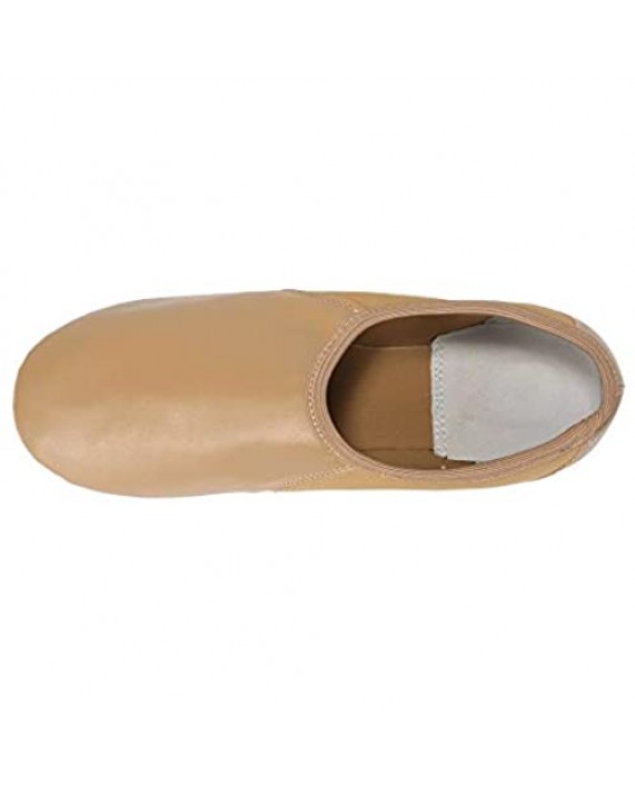 Linodes Unisex PU Leather Upper Slip-on Jazz Shoe with Circle Elastic for Women and Men's Dance Shoes