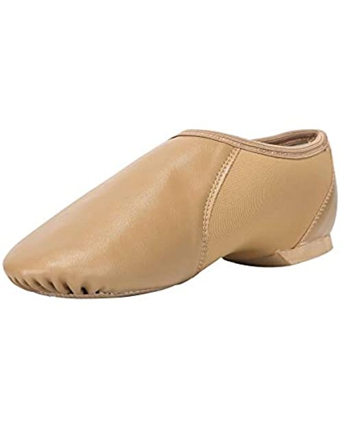 Linodes Unisex PU Leather Upper Slip-on Jazz Shoe with Circle Elastic for Women and Men's Dance Shoes