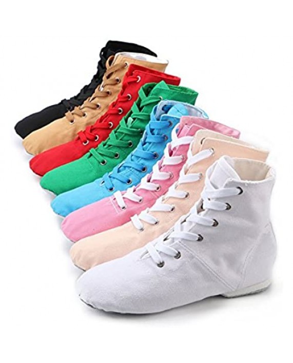 missfiona Womens Canvas Over The Ankle Jazz Dance Boots Lace-up Ballroom Modern Dance Shoes