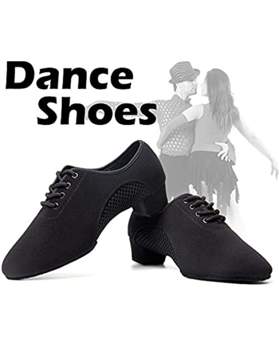 SWDZM Women & Men Ballroom Dance Shoes Lace-up Closed Toe with net Latin Modern Salsa Jazz Dance Practice Teaching Performance Dance Shoes Model MF2805