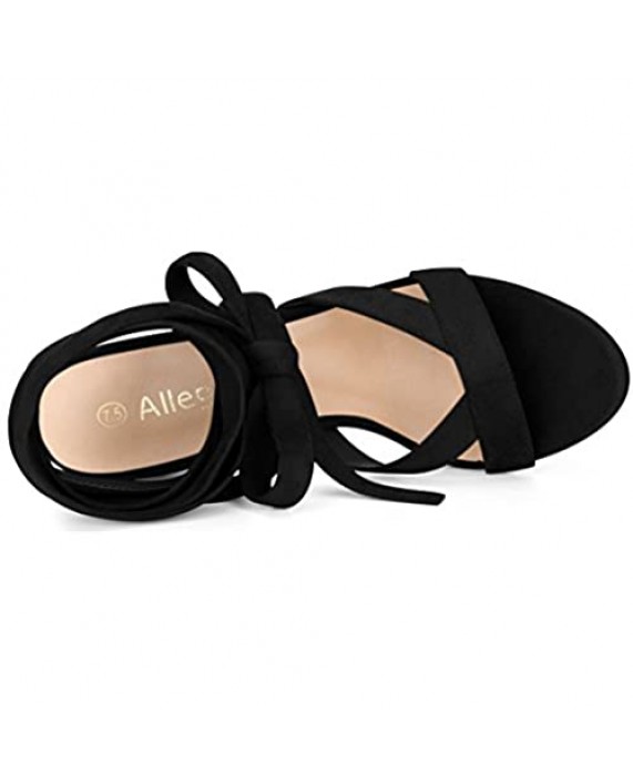 Allegra K Women's Crisscross Chunky Heel Lace Ups Sandals