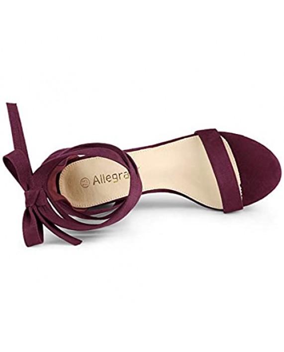 Allegra K Women's Open Toe Block Heel Lace Up Heels Heel Sandals