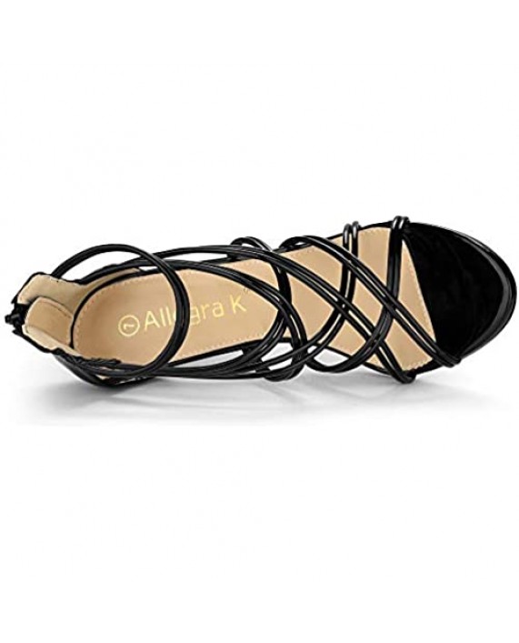 Allegra K Women's Open Toe Strappy Stiletto Heel Lace Up Sandals